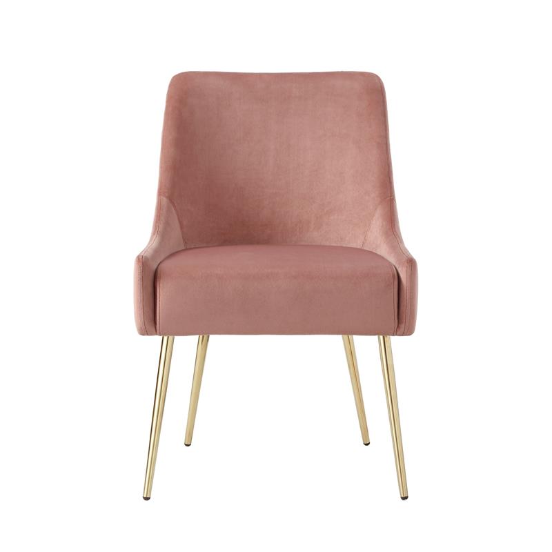 Posh Living Perogo Velvet Dining Side Chair in Blush pink/Gold (Set of 2)