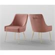 Posh Living Perogo Velvet Dining Side Chair in Blush pink/Gold (Set of 2)