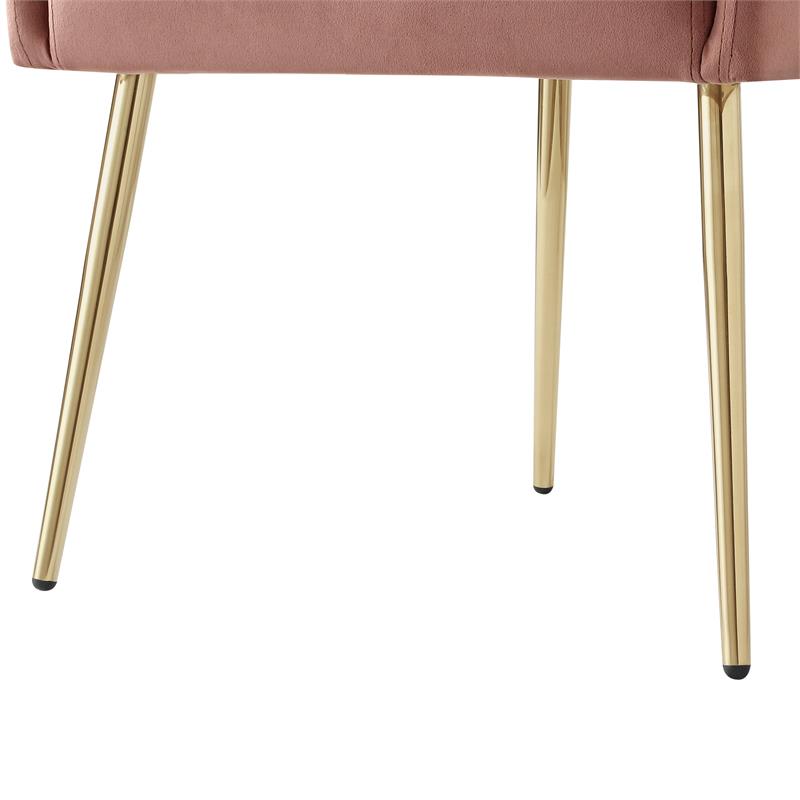 Posh Living Perogo Velvet Dining Side Chair in Blush pink/Gold (Set of 2)