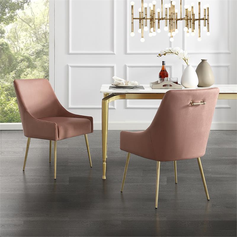 Posh Living Perogo Velvet Dining Side, Blush Pink Velvet Dining Chairs And Table