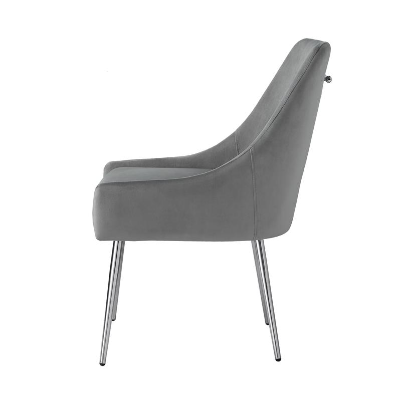 Posh Living Perogo Velvet Dining Side Chair in Light Gray/Chrome (Set of 2)