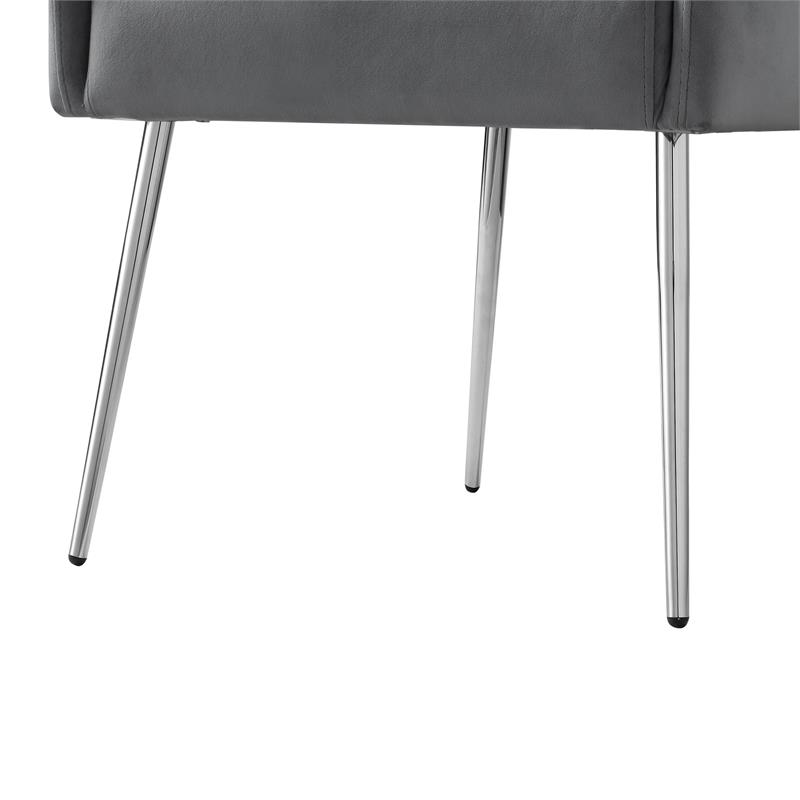 Posh Living Perogo Velvet Dining Side Chair in Light Gray/Chrome (Set of 2)