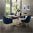 Posh Living Perogo Velvet Dining Side Chair in Navy  Blue/Gold (Set of 2)