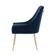 Posh Living Perogo Velvet Dining Side Chair in Navy  Blue/Gold (Set of 2)