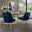 Posh Living Perogo Velvet Dining Side Chair in Navy  Blue/Gold (Set of 2)