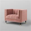 Posh Living Soraya Velvet Accent Chair with Nailhead Trim in Blush/Gold