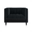 Posh Living Soraya Velvet Accent Chair with Nailhead Trim in Black/Chrome
