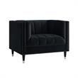Posh Living Soraya Velvet Accent Chair with Nailhead Trim in Black/Chrome