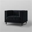 Posh Living Soraya Velvet Accent Chair with Nailhead Trim in Black/Chrome