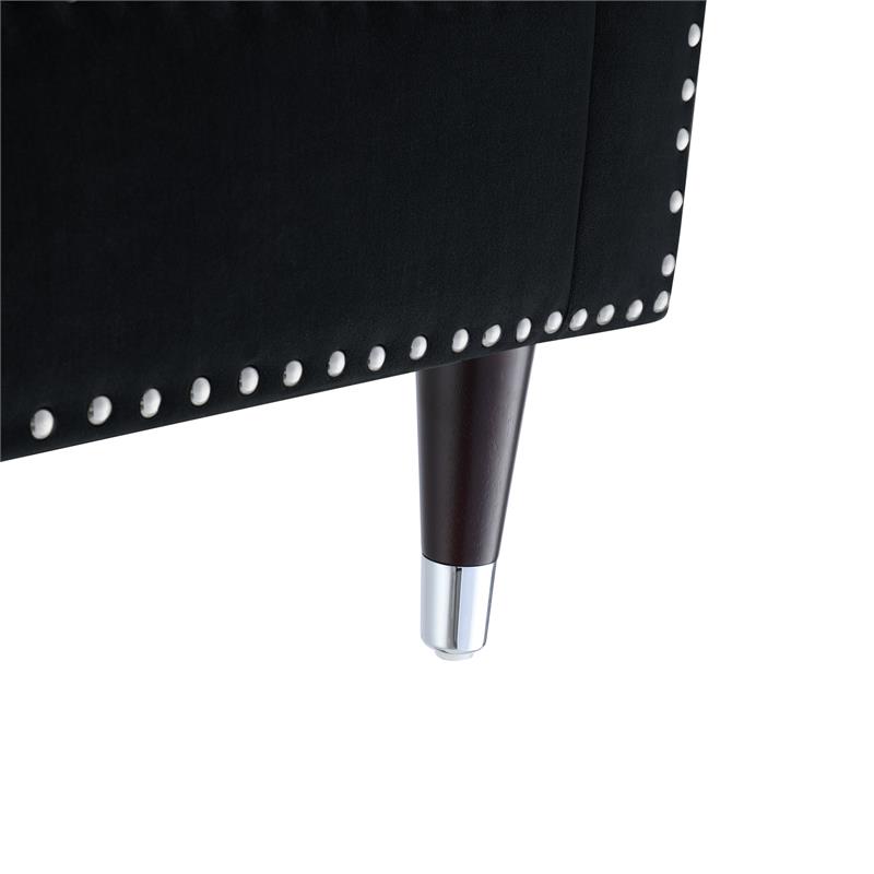 Posh Living Soraya Velvet Accent Chair with Nailhead Trim in Black/Chrome