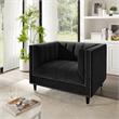 Posh Living Soraya Velvet Accent Chair with Nailhead Trim in Black/Chrome