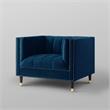 Posh Living Soraya Velvet Accent Chair with Nailhead Trim in Navy/Gold