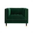 Posh Living Soraya Velvet Accent Chair with Nailhead Trim in Hunter Green/Gold
