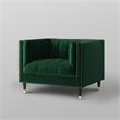 Posh Living Soraya Velvet Accent Chair with Nailhead Trim in Hunter Green/Gold