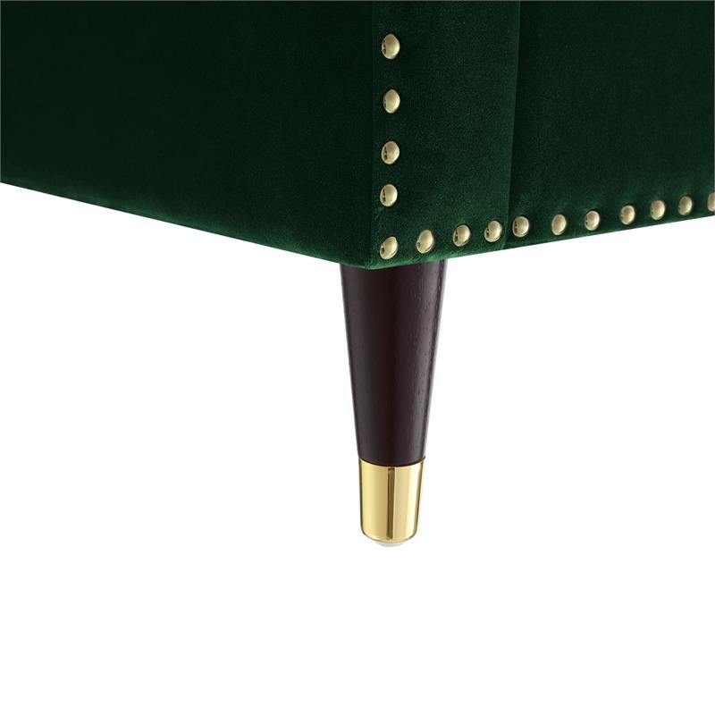 Posh Living Soraya Velvet Accent Chair with Nailhead Trim in Hunter Green/Gold