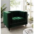 Posh Living Soraya Velvet Accent Chair with Nailhead Trim in Hunter Green/Gold