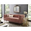 Posh Living Soraya Tufted Velvet Sofa with Nailhead Trim in Blush Pink/Gold
