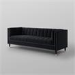 Posh Living Soraya Tufted Velvet Sofa with Nailhead Trim in Black/Chrome