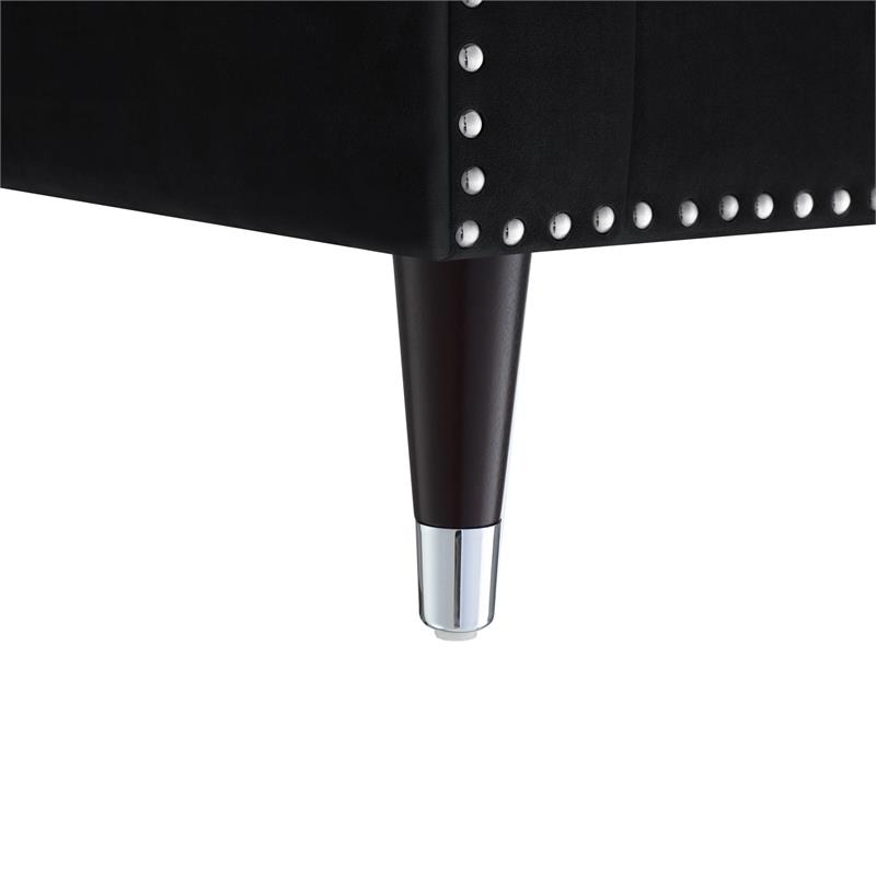 Posh Living Soraya Tufted Velvet Sofa with Nailhead Trim in Black/Chrome