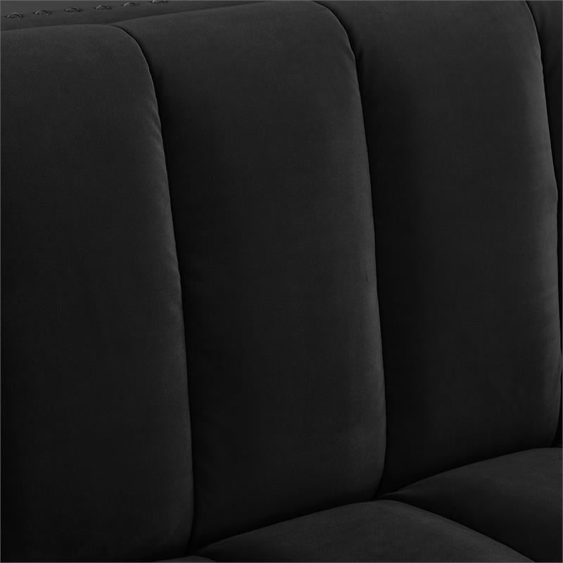 Posh Living Soraya Tufted Velvet Sofa with Nailhead Trim in Black/Chrome