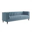 Posh Living Soraya Tufted Velvet Sofa with Nailhead Trim in Slate Blue/Chome