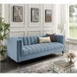 Posh Living Soraya Tufted Velvet Sofa with Nailhead Trim in Slate Blue/Chome