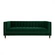 Posh Living Soraya Tufted Velvet Sofa with Nailhead Trim in Hunter Green/Gold