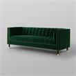 Posh Living Soraya Tufted Velvet Sofa with Nailhead Trim in Hunter Green/Gold