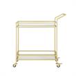 Posh Living Karin Tempered Glass Shelf Bar Serving Cart in Gold/White