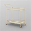 Posh Living Karin Tempered Glass Shelf Bar Serving Cart in Gold/White