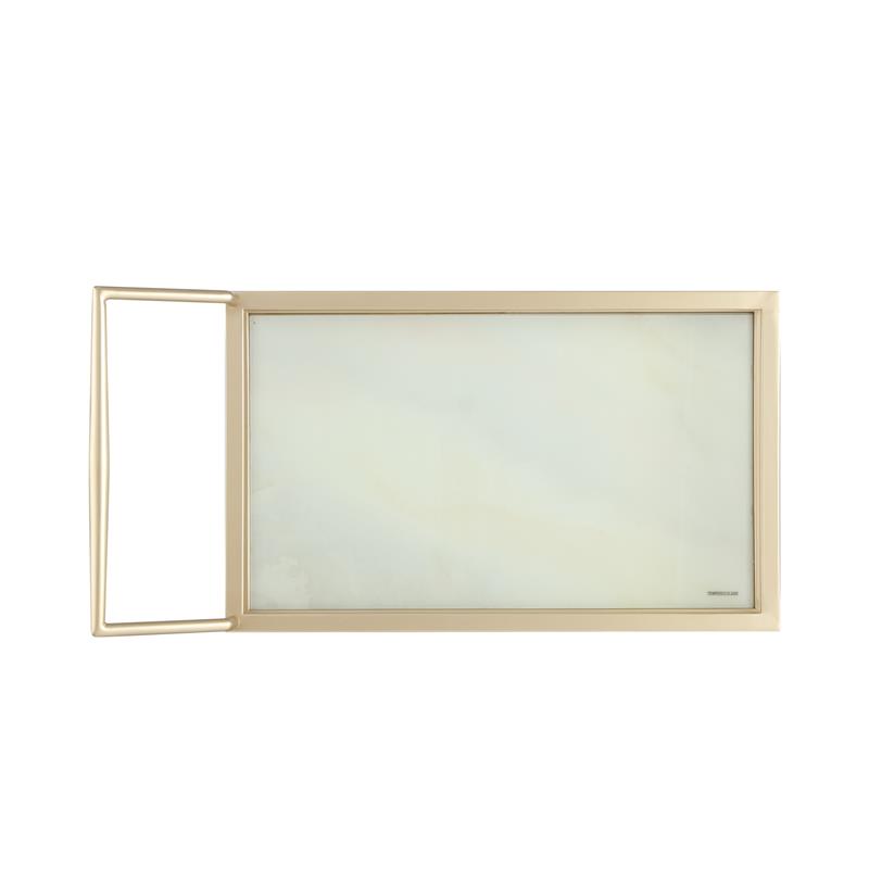 Posh Living Karin Tempered Glass Shelf Bar Serving Cart in Gold/White