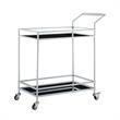 Posh Living Karin Tempered Glass Shelf Bar Serving Cart in Silver/Black