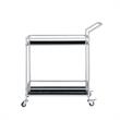 Posh Living Karin Tempered Glass Shelf Bar Serving Cart in Silver/Black
