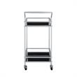 Posh Living Karin Tempered Glass Shelf Bar Serving Cart in Silver/Black