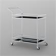 Posh Living Karin Tempered Glass Shelf Bar Serving Cart in Silver/Black