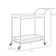 Posh Living Karin Tempered Glass Shelf Bar Serving Cart in Silver/Black
