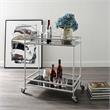 Posh Living Karin Tempered Glass Shelf Bar Serving Cart in Silver/Black