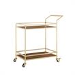 Posh Living Karin Tempered Glass Shelf Bar Serving Cart in Gold/Walnut