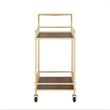 Posh Living Karin Tempered Glass Shelf Bar Serving Cart in Gold/Walnut