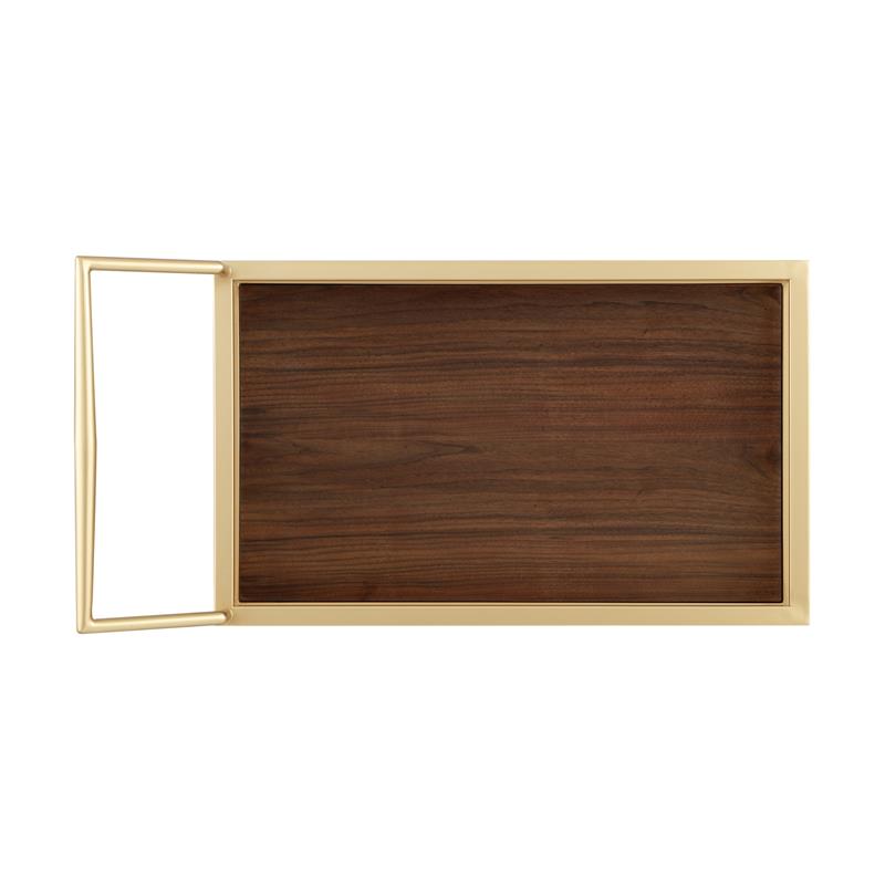 Posh Living Karin Tempered Glass Shelf Bar Serving Cart in Gold/Walnut