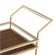 Posh Living Karin Tempered Glass Shelf Bar Serving Cart in Gold/Walnut