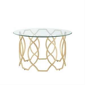 Posh Living Nadia Round Glass Top Coffee Table in Gold