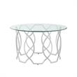 Posh Living Nadia Round Glass Top Coffee Table in Silver