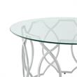 Posh Living Nadia Round Glass Top Coffee Table in Silver
