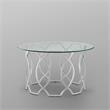 Posh Living Nadia Round Glass Top Coffee Table in Silver