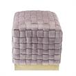 Posh Living Michirin Velvet Cube Ottoman with Metal Base in Lilac/Gold