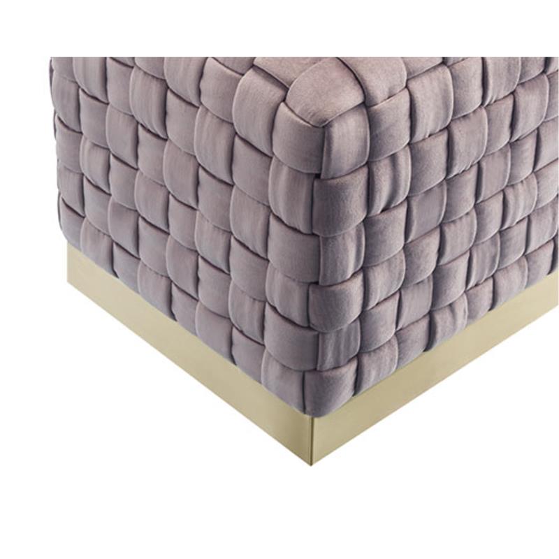 Posh Living Michirin Velvet Cube Ottoman with Metal Base in Lilac/Gold