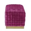 Posh Living Michirin Velvet Cube Ottoman with Metal Base in Fuchsia/Gold