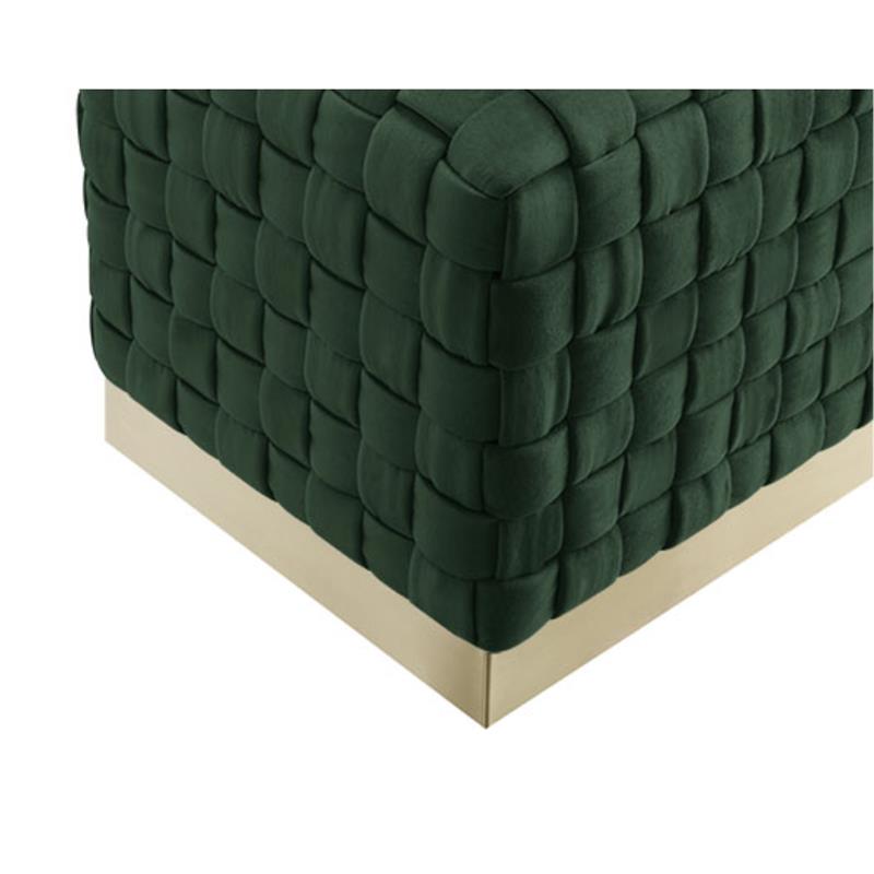 Posh Living Michirin Velvet Cube Ottoman with Metal Base in Hunter Green/Gold