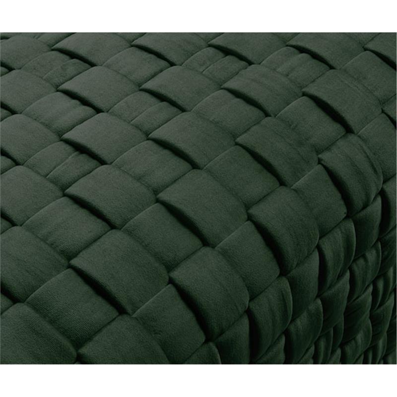 Posh Living Michirin Velvet Cube Ottoman with Metal Base in Hunter Green/Gold